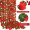 6 Pcs 10 Feet Each Christmas in July Hawaiian Leis Red and Green Hawaiian Flower Garland Hawaiian Luau Tropical Flower Leis for Christmas Cosplay Beach Wedding Carnival Themed Party Decorations